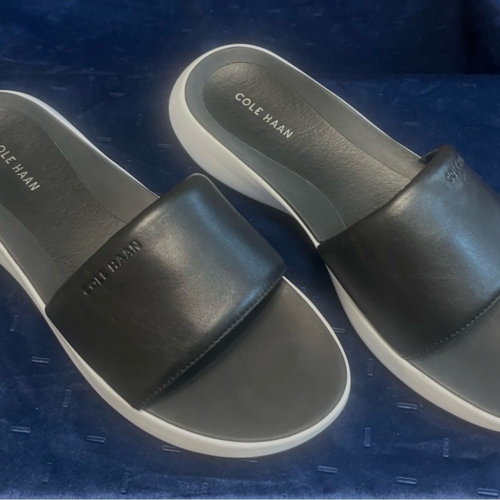 Cole Haan Black Ella Grand Sandals with Cushioned Soles